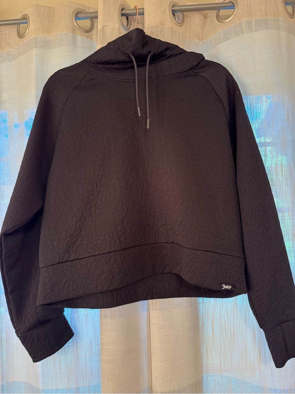 Juicy Couture Black Hooded Cropped Sweatshirt